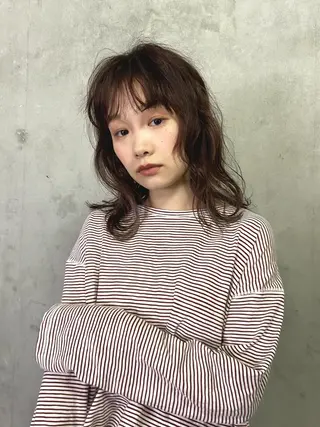 ミディアム パーマ 髪質改善/ヘアケア coiiはしもとはなのヘアスタイル