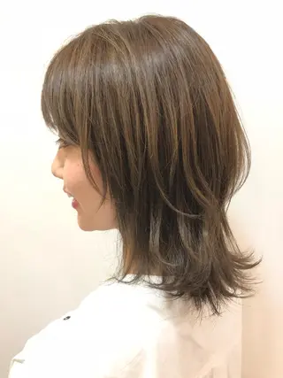 ミディアム カラー パーマ 高橋 隆一のヘアスタイル