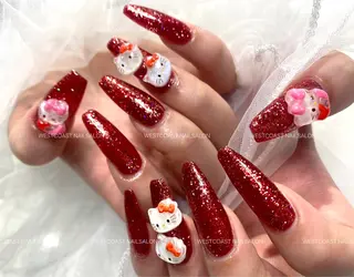 ネイル リボン、ガーリー パーツ放題専門店のネイルデザイン