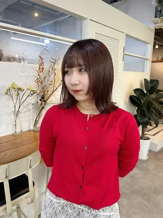 ミディアム yumeka🩶ボブ 暖色/透け感カラーのヘアスタイル