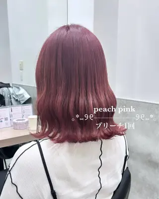 セミロング カラー 💗ガーリーヘア🎀 saki💗のヘアスタイル