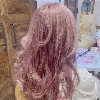 ロング カラー 川井麻由🎀アイドル 量産🎀ピンクカラーのヘアスタイル