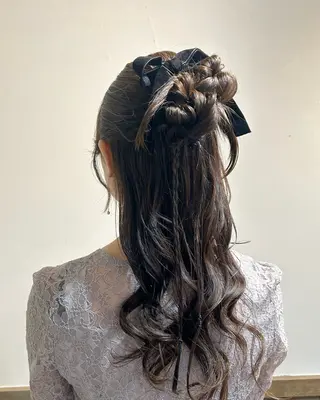 ミディアム ヘアアレンジ アレンジ/新宿 透明感カラー/ヤノのヘアスタイル
