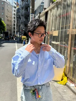 パーマ メンズ 豊崎 佑輔のヘアスタイル