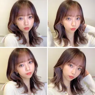ミディアム カラー パーマ ヘアアレンジ 小野寺瑞希 /最小顔カットのヘアスタイル