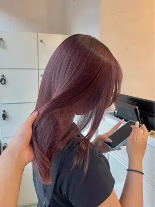 セミロング カラー インナー/オリーブ/ ハイライト/渚沙🔗のヘアスタイル