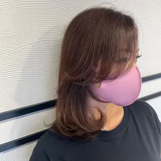 ミディアム カラー 小顔カット✨ 透明感カラーのヘアスタイル