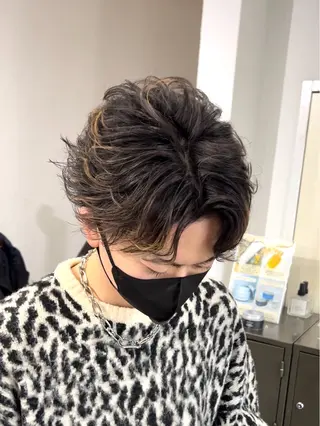 ショート パーマ ヘアアレンジ メンズ 飛田 楓信のヘアスタイル