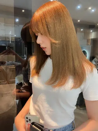 セミロング 韓国🇰🇷レイヤー 映える顔周り🩷のヘアスタイル