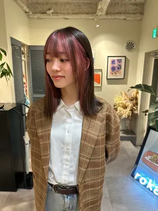 セミロング カラー roka  harajuku所属・HANAME カットモデル募集のヘアスタイル