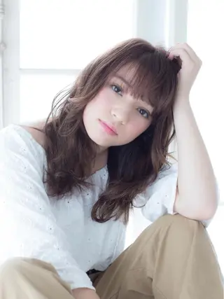 セミロング カラー パーマ ヘアアレンジ ✨ハイクオリティ✨ 山本香也のヘアスタイル