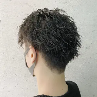 パーマ メンズ ブリーチ/ボブ ショート/はらのヘアスタイル