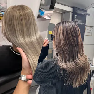 ロング カラー R/🤎 パーマ&ブリーチ🔥のヘアスタイル