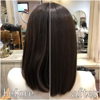 ミディアム \脱・うねり& 広がり/gite菊のヘアスタイル