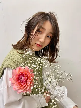 ミディアム カラー wカラー 指名No1かけるのヘアスタイル