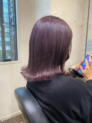 ミディアム カラー 梅田ハイトーン チダ ヒナノのヘアスタイル