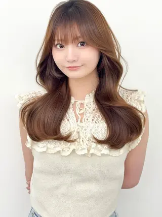 ロング カラー 韓国ヘア/レイヤー/ 顔まわり足立遥奈のヘアスタイル