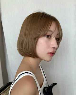 ミディアム カラー MIYU  ボブ ブリーチなしWカラーのヘアスタイル
