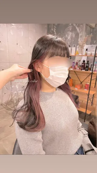 ロング カラー パーマ ヘアアレンジ キッズ ネイル マツエク・マツパ アイブロウ 透明感カラー・レイヤ ー🎀amika🎀のヘアスタイル