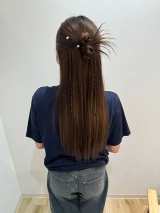 ロング ヘアアレンジ ブリーチなしWカラー ヘアセット🎀はるかのヘアスタイル