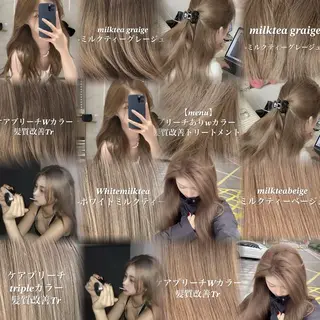 ロング カラー NAMI🤎ブラウン &ミルクティー🤍のヘアスタイル