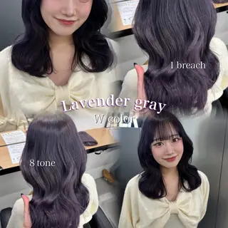 ロング カラー 暗髪🩶ラベンダー/ ブルー/ユウナ🤍のヘアスタイル