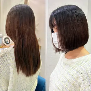 ミディアム カラー ヘアアレンジ 髪質改善【縮毛矯正】 美髪ボブを量産する人のヘアスタイル