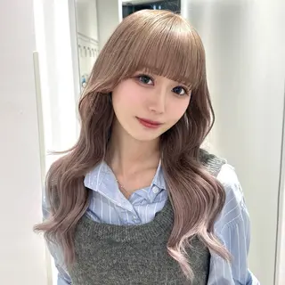 セミロング カラー 透明感ハイトーン特化 /ケアブリーチ/莉駒のヘアスタイル