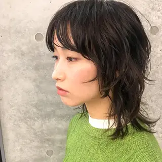 ミディアム パーマ 美髪/デザイン /　湯本　哲也のヘアスタイル