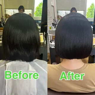 ミディアム パーマ きむえり/髪質改善 /セット/カラーのヘアスタイル