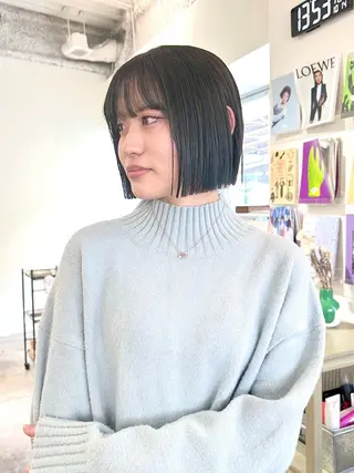 ショート 切りっぱなしボブ 大阪梅田/きょうかのヘアスタイル