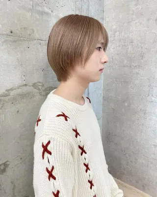 ショート ブリーチ/ベージュ 💕/momoaのヘアスタイル