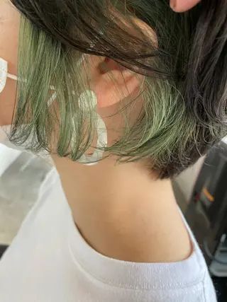 ショート カラー ヘアアレンジ 切りっぱなしボブ/ デザインカラー店長のヘアスタイル