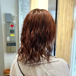 セミロング パーマ 横浜パーマ🌐 暖色カラー🍒もえかのヘアスタイル