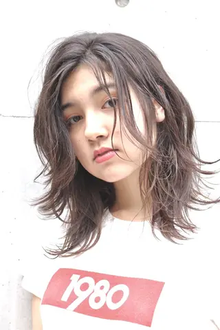 ミディアム カラー パーマ 増子 幹樹のヘアスタイル