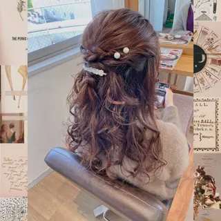 ロング カラー ヘアアレンジ なつき/艶ピンク/ girly hairのヘアスタイル