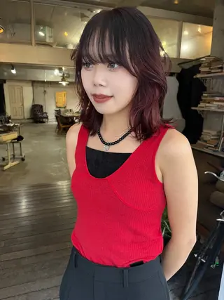 カラー ハイトーン/顔まわり レイヤー/YUKAのヘアスタイル