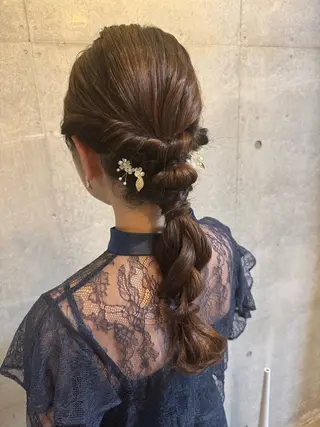 セミロング ヘアアレンジ オリーブ/グレージュ 💐🤍理保のヘアスタイル