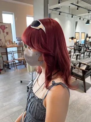 ミディアム カラー ヘアアレンジ 🎀ハイトーン・艶 カラー HANA🎀のヘアスタイル