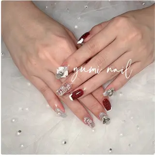 ネイル Shineジェル& チップ長さだしのネイルデザイン