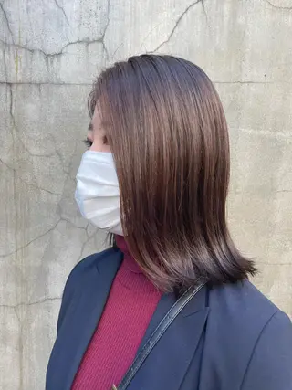 ミディアム カラー ヘアアレンジ 髪質改善カラー&TR 縮毛矯正/弱酸性矯正のヘアスタイル