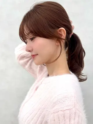 セミロング 🎀暖色カラー/ ピンク🎀mikuのヘアスタイル
