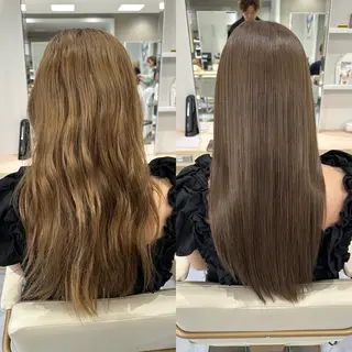 ロング カラー パーマ 髪質改善🍏縮毛矯正 /ブリーチ矯正岡部のヘアスタイル