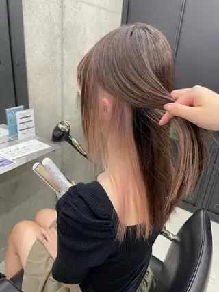 ロング カラー LINOET名古屋所属・ダブルカラー💖上村 純妃💖名駅徒歩5分のヘアスタイル