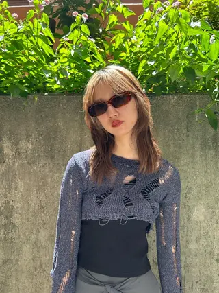 ミディアム カラー ayano🍒パーマ 暖色カラーのヘアスタイル