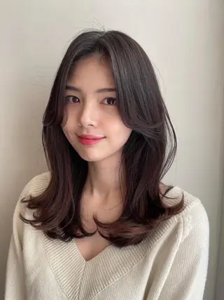 セミロング 韓国風cut/ 縮毛矯正/正岡幹康のヘアスタイル