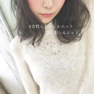 セミロング カラー ◆感動口コミ/最小顔 理論カット◆森口 峻のヘアスタイル