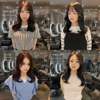 セミロング カラー 韓国🇰🇷レイヤー 映える顔周り🩷のヘアスタイル