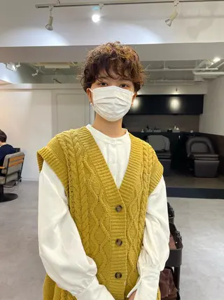 ショート カラー パーマ パーマ＊ 顔まわり似合わせのヘアスタイル