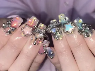 ネイル Shis_🦄shi 韓国風キラキラネイルのネイルデザイン